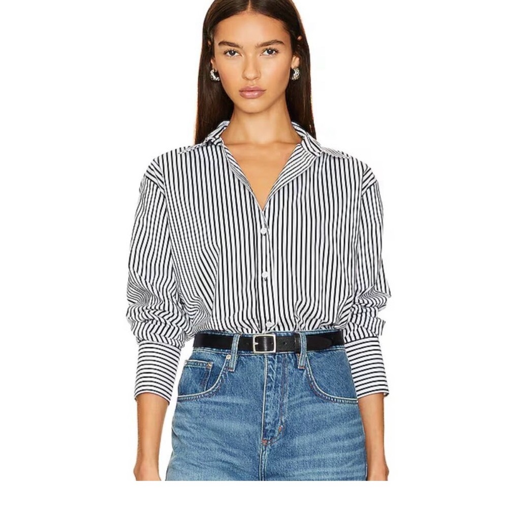 Frame Monochrome Striped Button Down Shirt